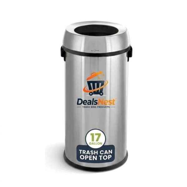 DealsNest 17 Gallon Stainless Steel Round Open Top Waste Receptacle